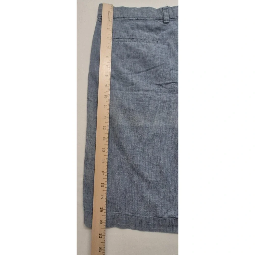 Banana Republic men's heathered blue chino shorts sz. 34 flat front 100% Cotton